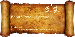 Benácsek Ferenc névjegykártya